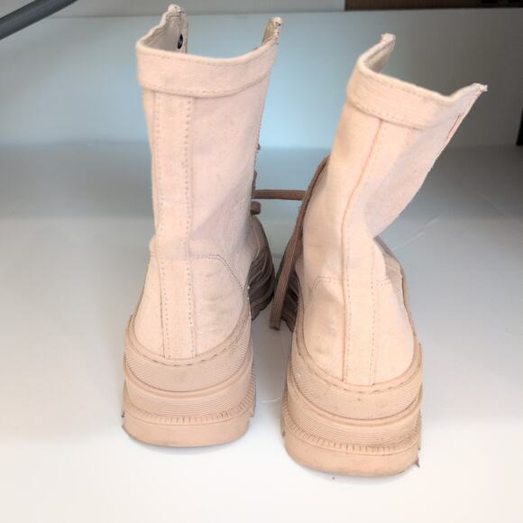Free People Camp Out Canvas Combat Boot Tan‎ Lug Heel Chunky Streetwear 38 7.5-8 - Picture 9 of 13